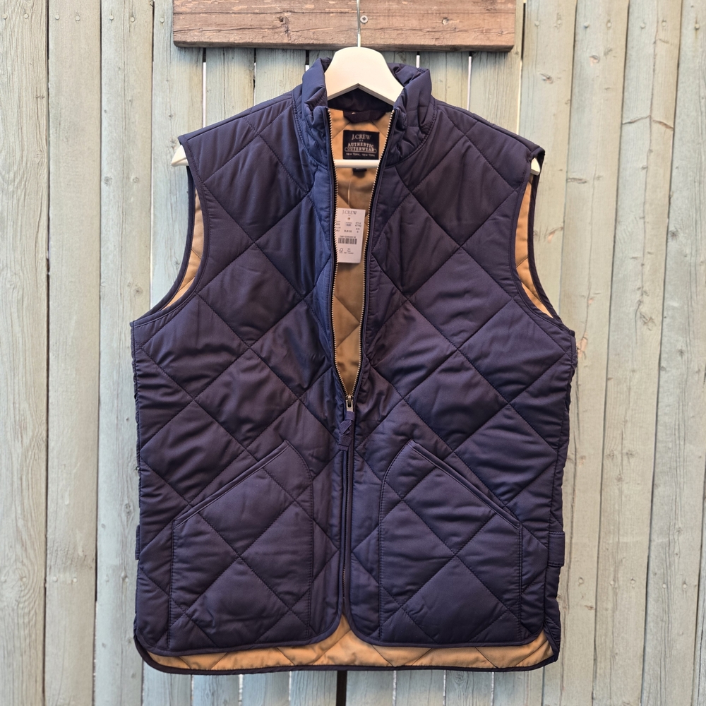 J.Crew Authentic Outerwear Quilted Vest – Men’s Small, Navy,